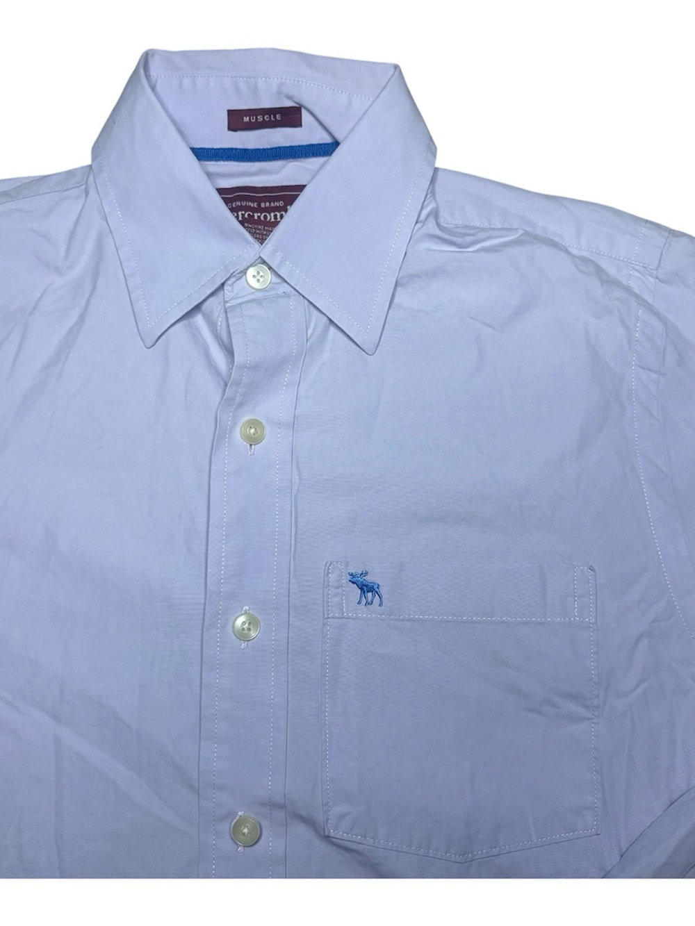 Abercrombie & Fitch Shirt Mens Small Muscle Fit Button Down Front Pocket Blue